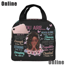 Load image into Gallery viewer, African American Black Girl Lunch Bag Compact Tote Bag Reusable Lunch Box Container for Women School Office Work
