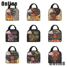 Load image into Gallery viewer, African American Black Girl Lunch Bag Compact Tote Bag Reusable Lunch Box Container for Women School Office Work
