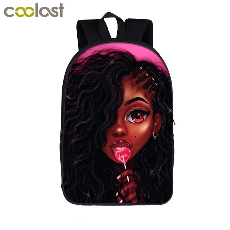African American Student School Bags Notebook Backpacks 3D Printed Oxford Waterproof Travel Bags