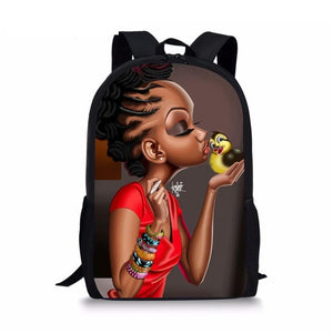 Black Afro Girl MultiPurpose Backpacks