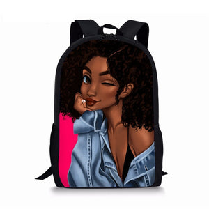 Black Afro Girl MultiPurpose Backpacks