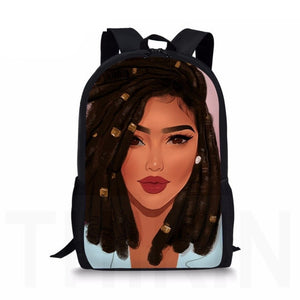 Black Afro Girl MultiPurpose Backpacks