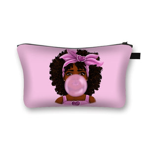 Afro Girl Print Cosmetic Case/Makeup Bag