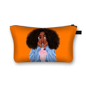 Afro Girl Print Cosmetic Case/Makeup Bag