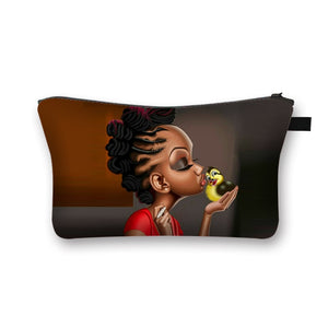 Afro Girl Print Cosmetic Case/Makeup Bag