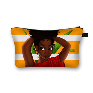 Afro Girl Print Cosmetic Case/Makeup Bag