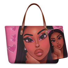 Load image into Gallery viewer, Luxury Design Black Art African Girl Printing 2pcs/set Hand Bag &amp; Wallet
