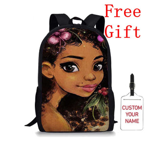 Black African American Queen School Backpack 17 Inch