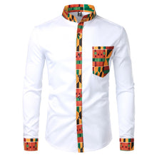 Load image into Gallery viewer, Dashiki African Mens Shirt Patchwork Pocket
