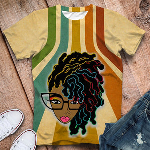 Black Girl 3D T Shirts Loose Short Sleeve Fashion Streetwear Women