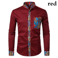 Load image into Gallery viewer, Dashiki African Mens Shirt Patchwork Pocket
