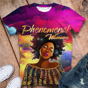 Black Girl 3D T Shirts Loose Short Sleeve Fashion Streetwear Women