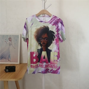 Black Girl 3D T Shirts Loose Short Sleeve Fashion Streetwear Women