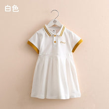 Load image into Gallery viewer, Children Turn-down Collar Cotton Short Sleeve Dress For Kids Baby Girls
