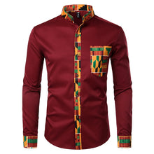 Load image into Gallery viewer, Dashiki African Mens Shirt Patchwork Pocket
