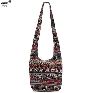 Cotton Canvas Vintage Bohemian Fringe Bags Sling Shoulder Crossbody Messenger Bags Hobo