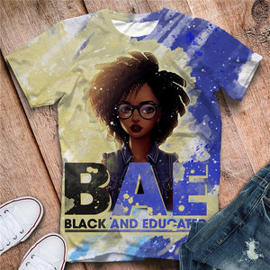 Black Girl 3D T Shirts Loose Short Sleeve Fashion Streetwear Women