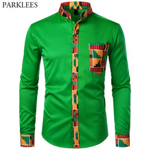 Load image into Gallery viewer, Dashiki African Mens Shirt Patchwork Pocket
