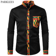 Load image into Gallery viewer, Dashiki African Mens Shirt Patchwork Pocket
