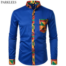 Load image into Gallery viewer, Dashiki African Mens Shirt Patchwork Pocket
