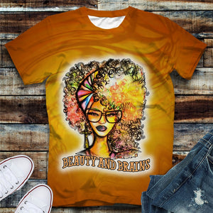 Black Girl 3D T Shirts Loose Short Sleeve Fashion Streetwear Women