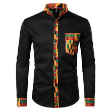 Load image into Gallery viewer, Dashiki African Mens Shirt Patchwork Pocket
