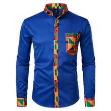 Load image into Gallery viewer, Dashiki African Mens Shirt Patchwork Pocket
