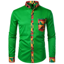 Load image into Gallery viewer, Dashiki African Mens Shirt Patchwork Pocket
