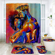 Load image into Gallery viewer, African American Queen and King Shower Curtain Set
