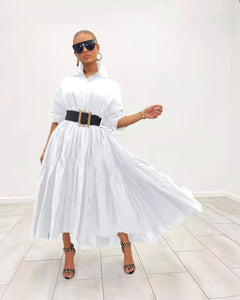 Women Long Dress Solid Full Sleeve Maxi Dresses Without Belt Fashion Outfit