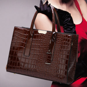 Crocodile Patent Leather Messenger Bags