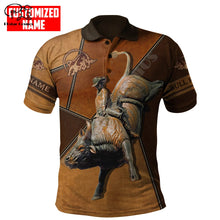 Load image into Gallery viewer, Rodeo Bull Riding Cowboy Tattoo 3DPrint Casual Polo Shirts
