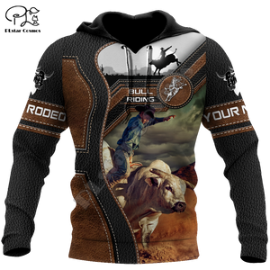 Bull Riding Cowboy Tattoo 3D Print Pullover Harajuku Streetwear