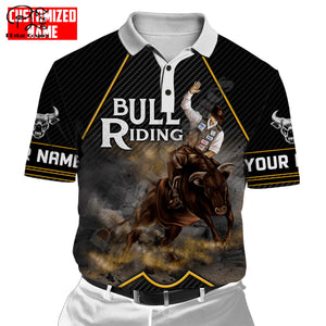 Rodeo Bull Riding Cowboy Tattoo 3DPrint Casual Polo Shirts