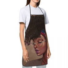 Load image into Gallery viewer, African American Woman With Glasses Aprons Men Women Adult Chef Kitchen Cooking Black Hippie Beauty Tablier Cuisine Gardening
