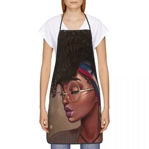 African American Woman With Glasses Aprons Men Women Adult Chef Kitchen Cooking Black Hippie Beauty Tablier Cuisine Gardening