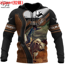 Load image into Gallery viewer, Bull Riding Cowboy Tattoo 3D Print Pullover Harajuku Streetwear
