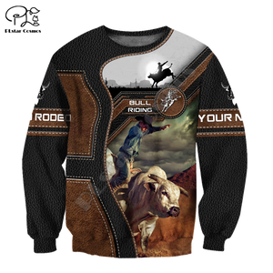 Bull Riding Cowboy Tattoo 3D Print Pullover Harajuku Streetwear