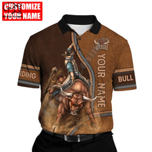 Load image into Gallery viewer, Rodeo Bull Riding Cowboy Tattoo 3DPrint Casual Polo Shirts
