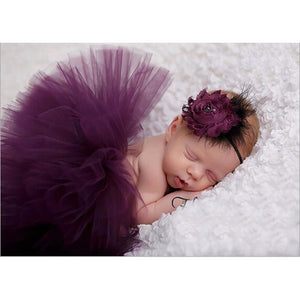 Baby Girl Tulle Tutu Skirt and Flower Headband Set Newborn Photography Props Baby