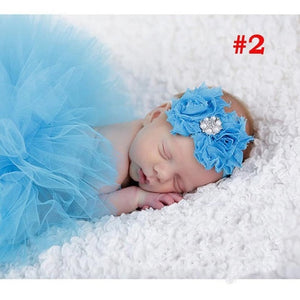 Baby Girl Tulle Tutu Skirt and Flower Headband Set Newborn Photography Props Baby