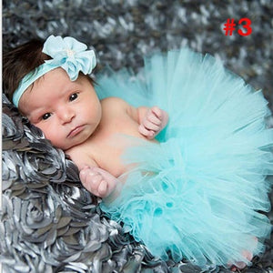 Baby Girl Tulle Tutu Skirt and Flower Headband Set Newborn Photography Props Baby