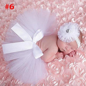 Baby Girl Tulle Tutu Skirt and Flower Headband Set Newborn Photography Props Baby