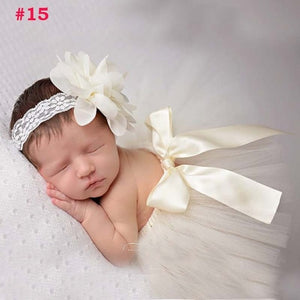 Baby Girl Tulle Tutu Skirt and Flower Headband Set Newborn Photography Props Baby